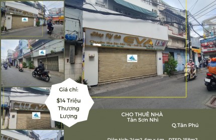 SỐC-Cho thuê nhà  Tân Sơn Nhì 3 Lầu, DTSD: 158m2, 14Triệu